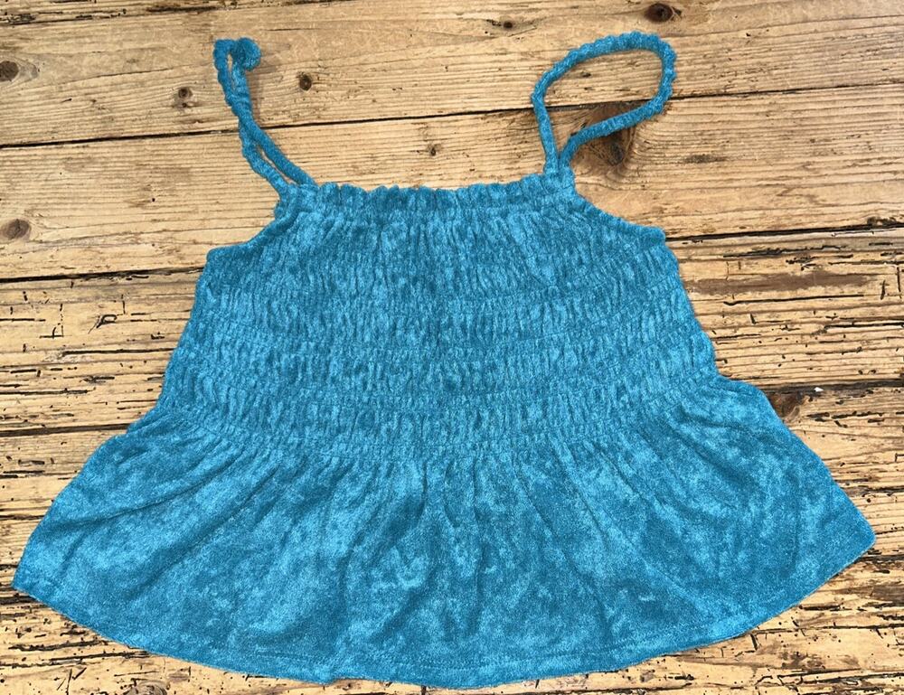 SO Womens Teal Babydoll Ruffled Spaghetti Strap Teri Cloth NWT
